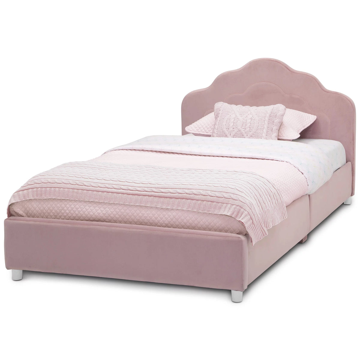 Upholstered Twin Bed Rose Pink R919