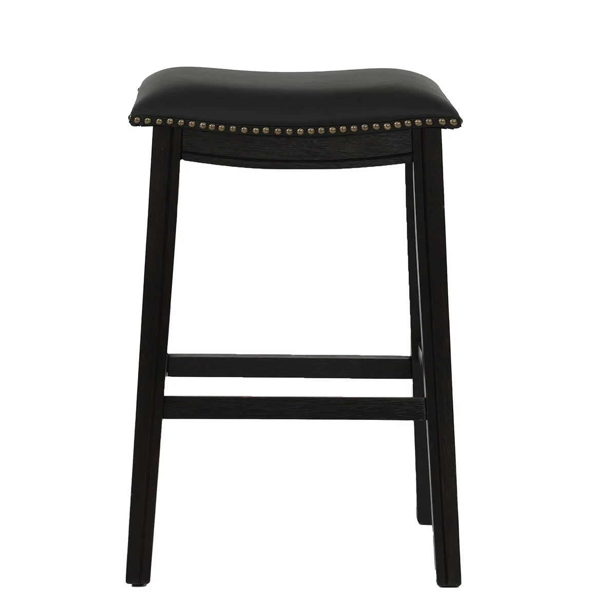 29" Black Faux Leather Saddle Bar Stool Set of 2 X518