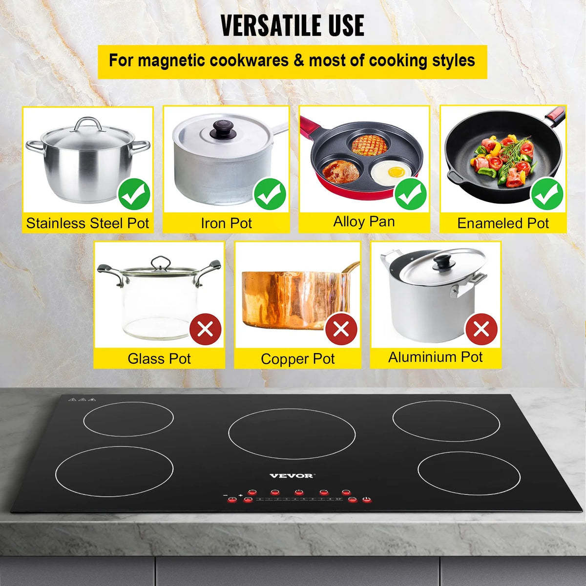 5 Burners 35 Inch Electric Induction Cooktop S78915