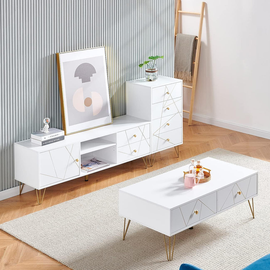 White 4 Drawer Wood Chest of Drawer I5973