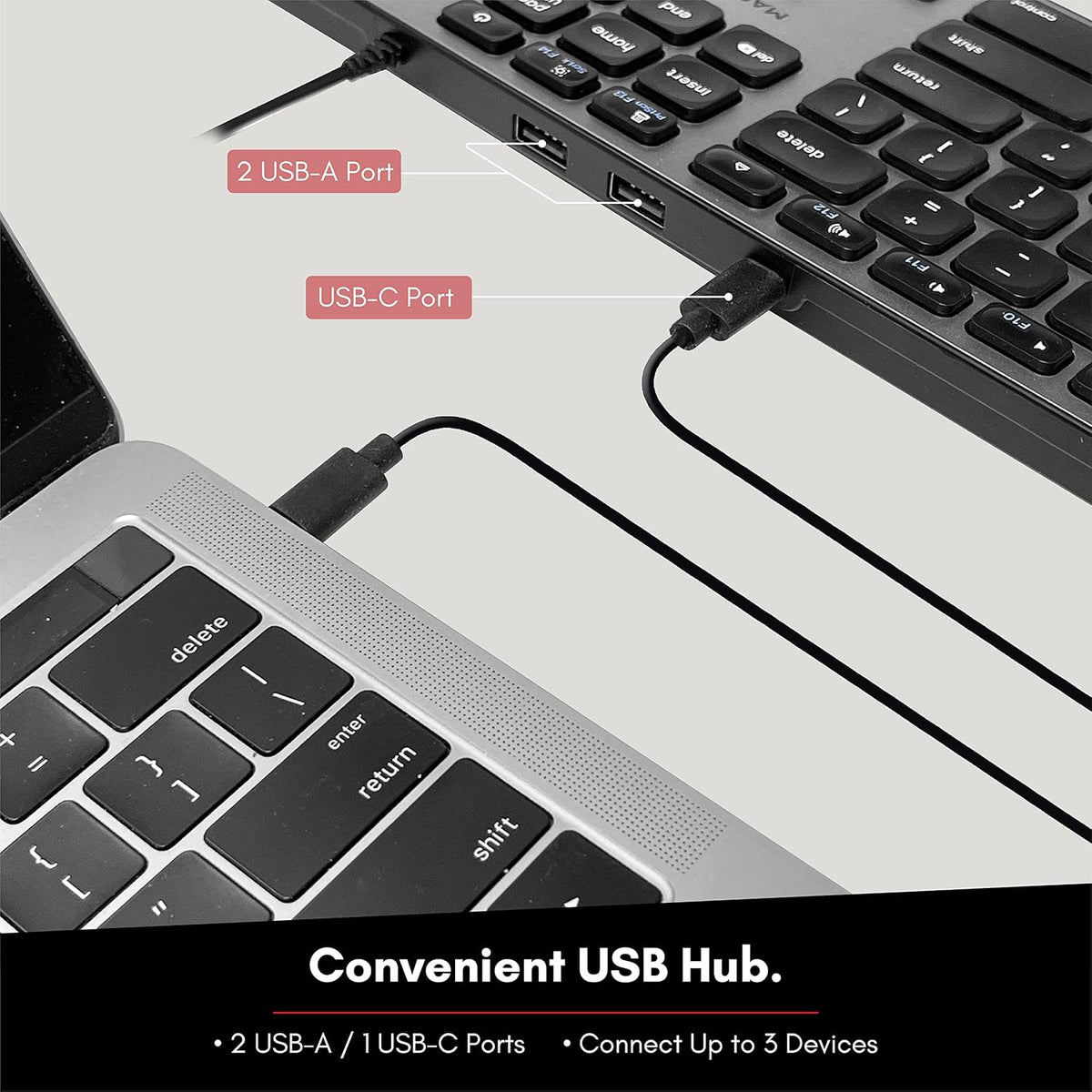 Wired USB C Keyboard with USB Ports P507354