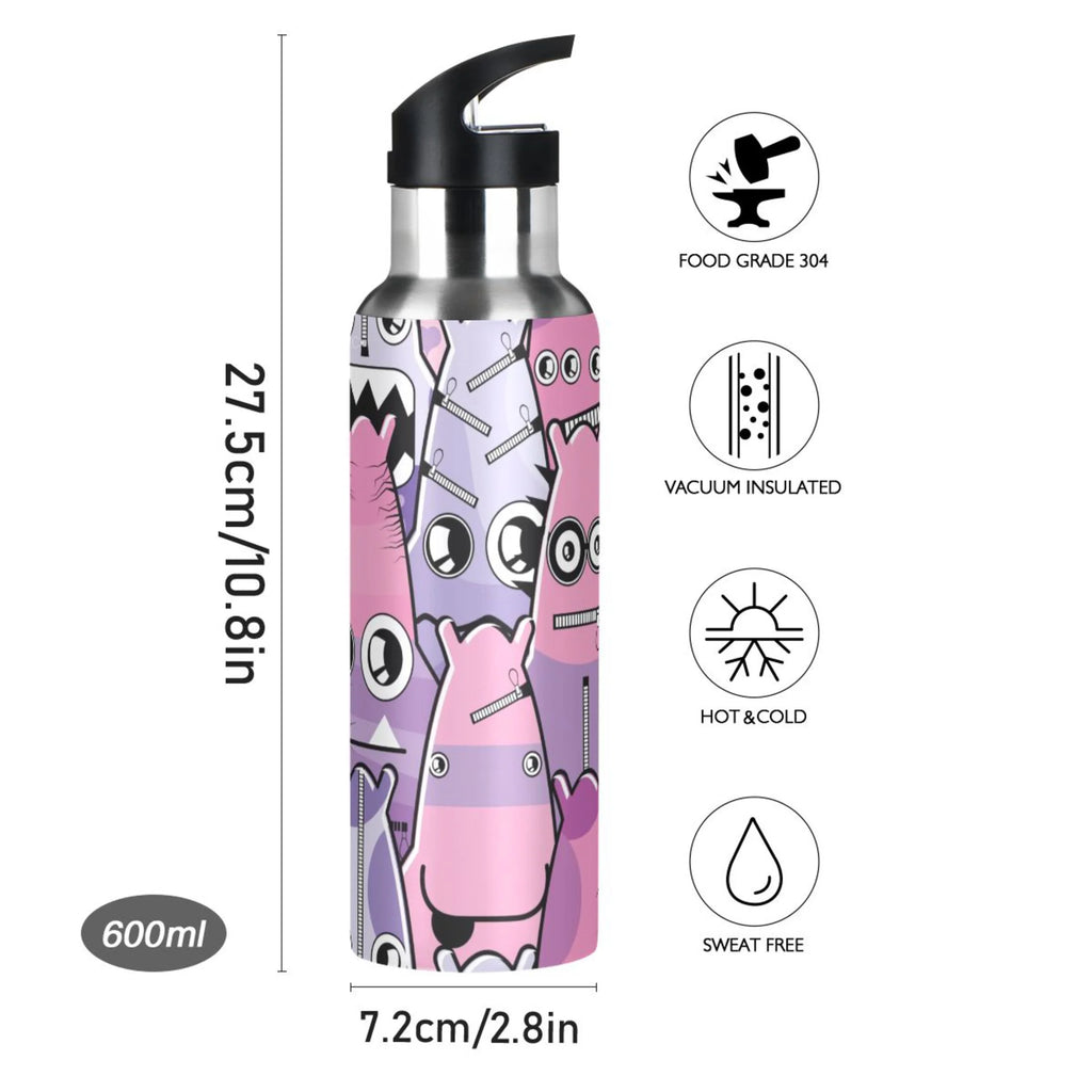 Stainless Steel Insulated Thermos Vacuum Flask Water Bottle with Straw Lid Q4462