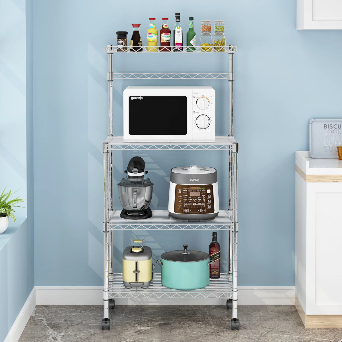4-Tier Rolling Kitchen Baker's Rack with Storage Shelves X62925
