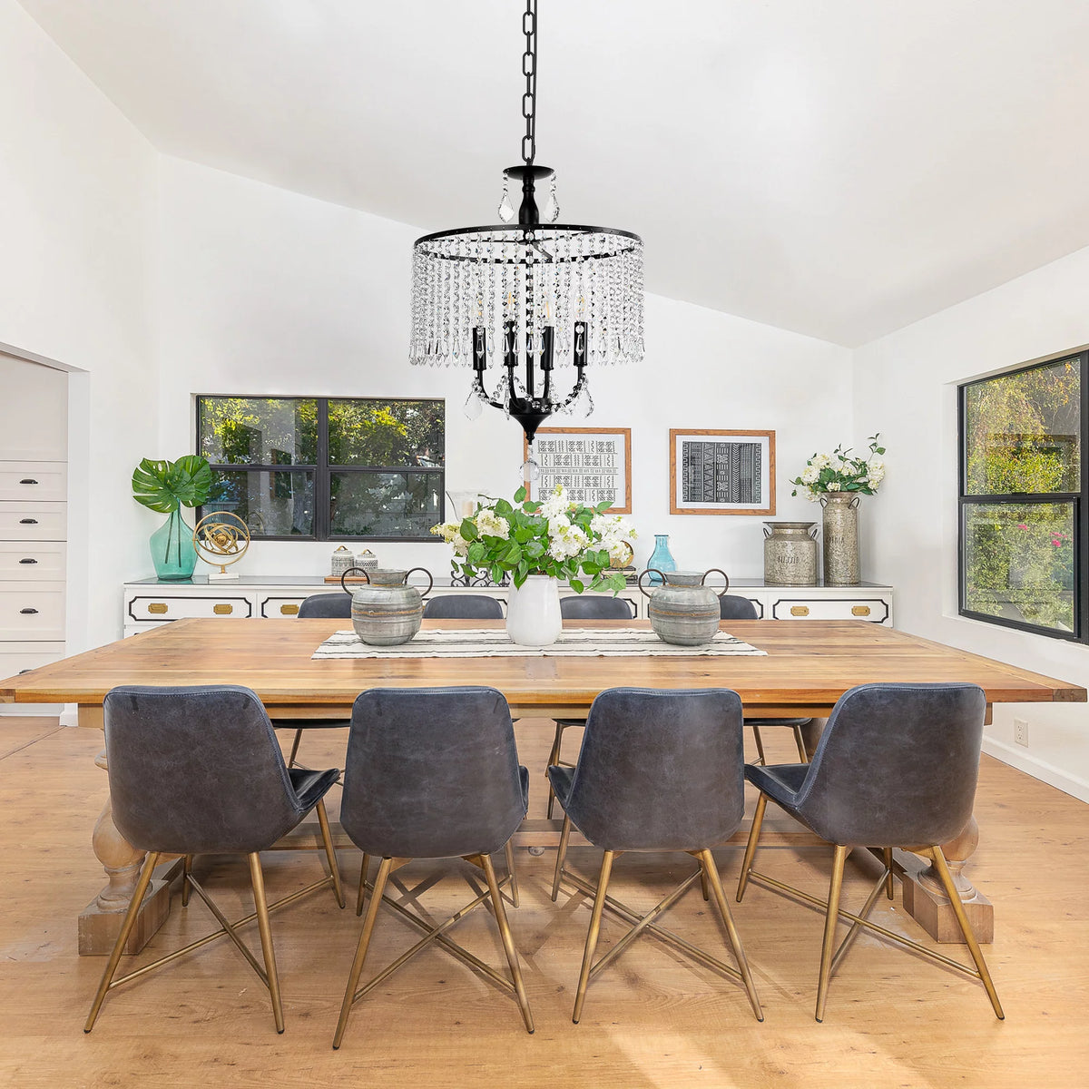 Black 3-Light Crystal Chandelier X64861