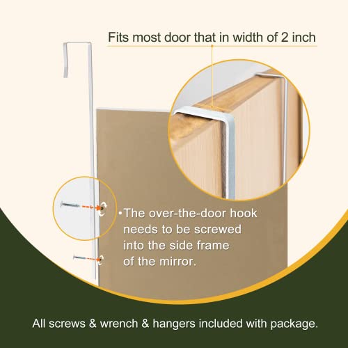 White Over-The-Door Full Length Mirror, 43x16 O214791