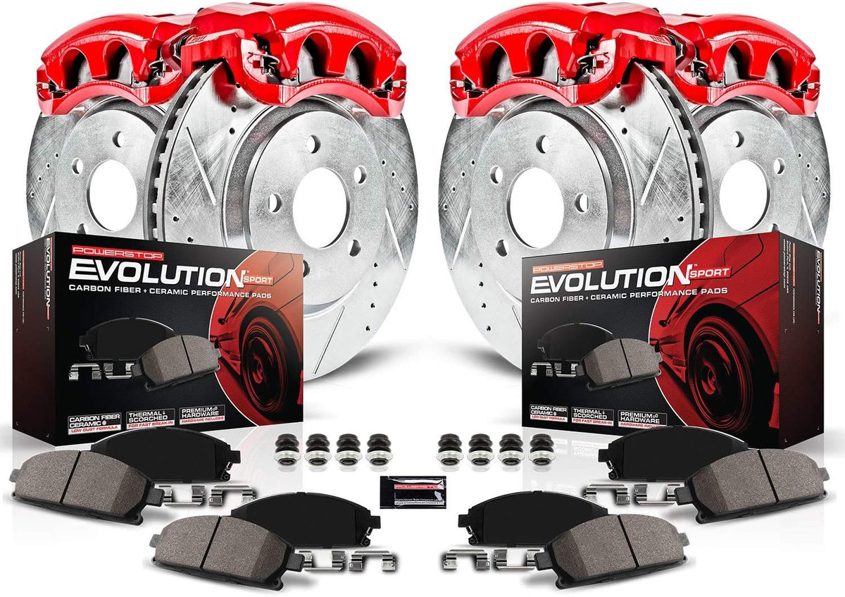 Powder Coated Calipers Brake Kit with Drilled Slotted Rotors R64878