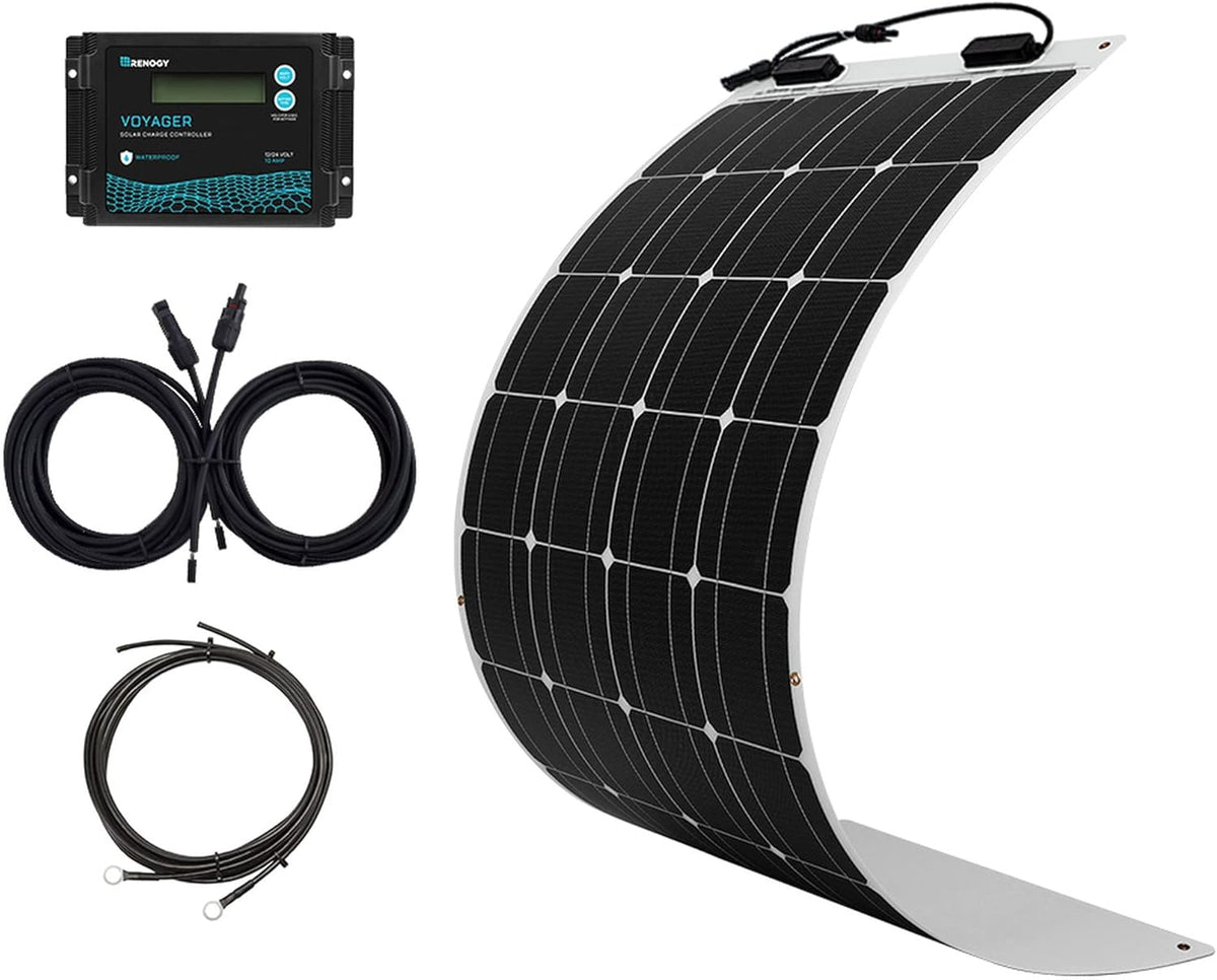 200 Watt 12 Volt Flexible Monocrystalline Solar Panel Kit with 20A PWM Controller I906327