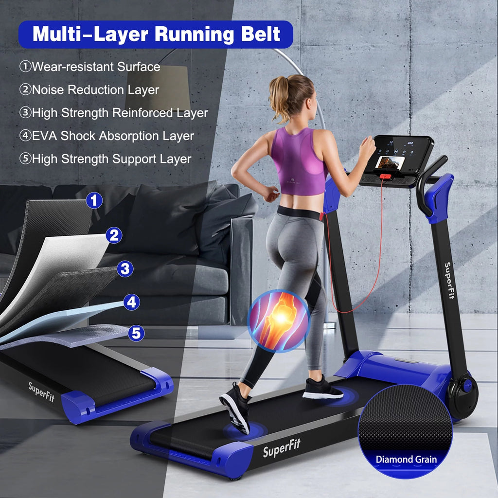 Folding 2.25HP Electric Treadmill Black Q9151