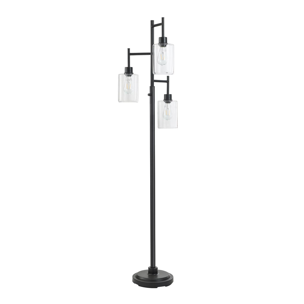 Black 3-Tier Floor Lamp with Glass Shades I18806