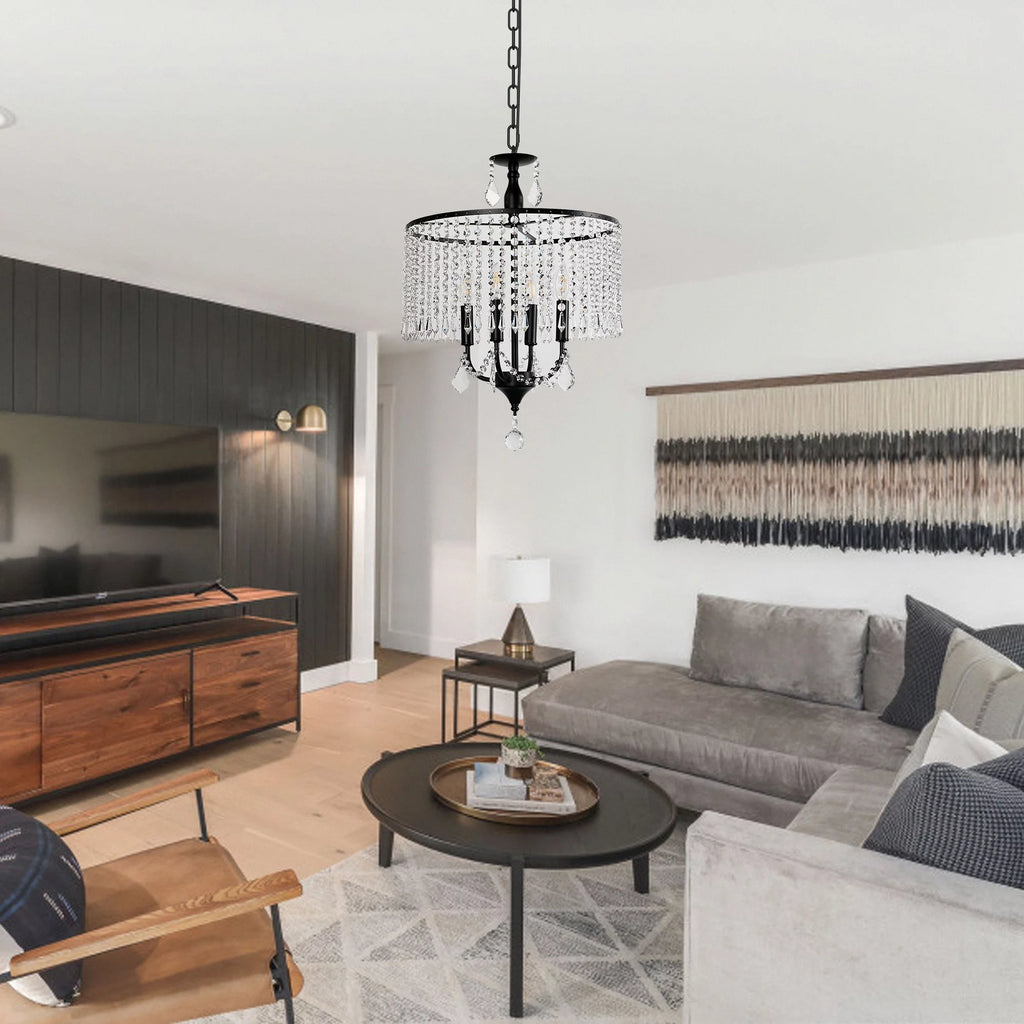 Black 3-Light Crystal Chandelier X64861