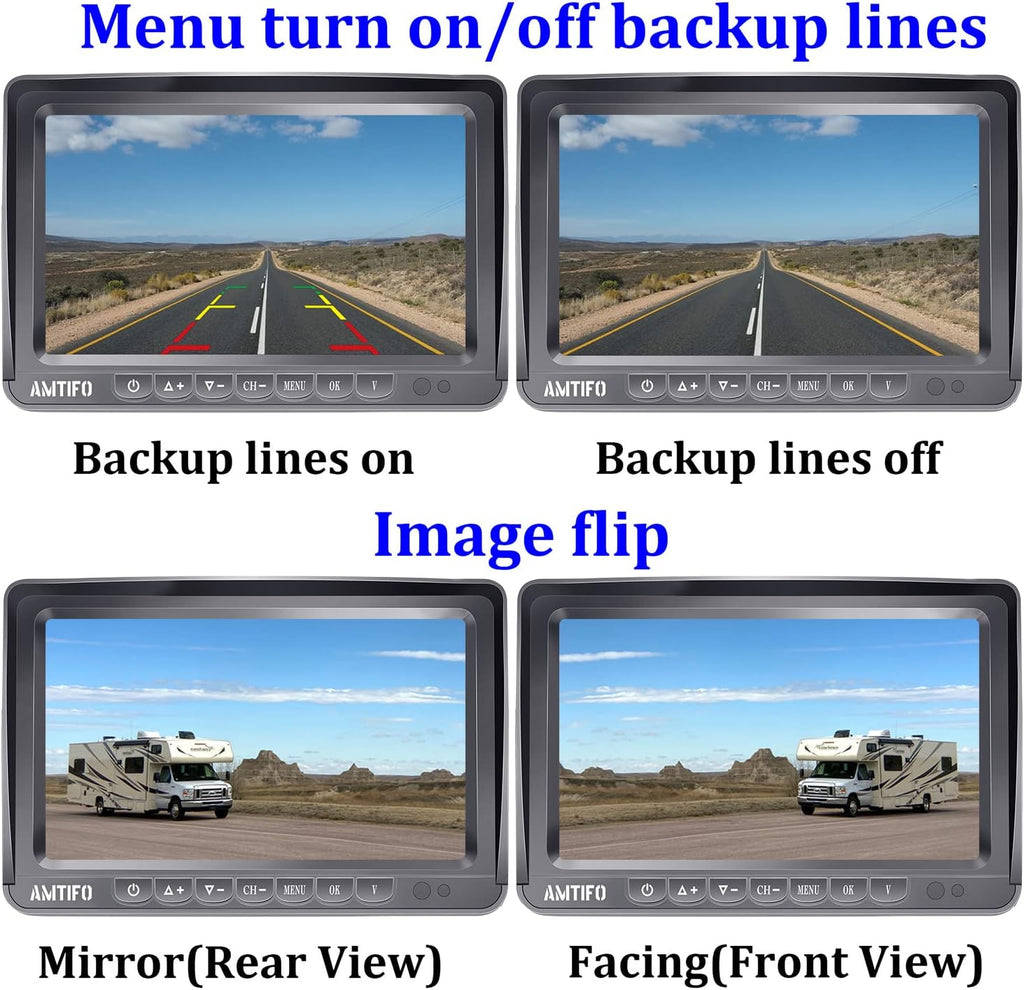 Wireless HD 1080P 7'' Split Screen DVR Backup Camera 4 Channel Infrared Night Vision M945480