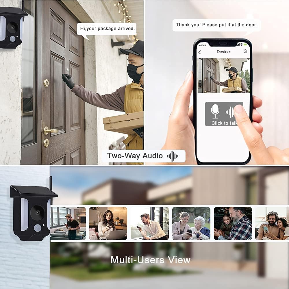 Wireless Outdoor Security Camera 1080P HD Solar Battery Powered N5636