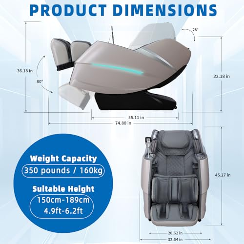 Black Full Body Massage Chair with Zero Gravity SL Track O73634