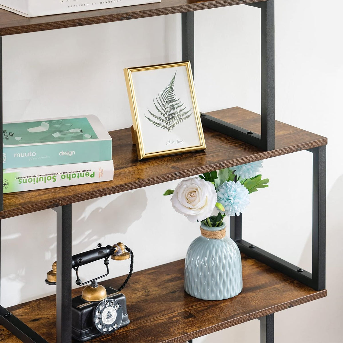 2-Tier S-Shaped Wooden Bookshelf N505384