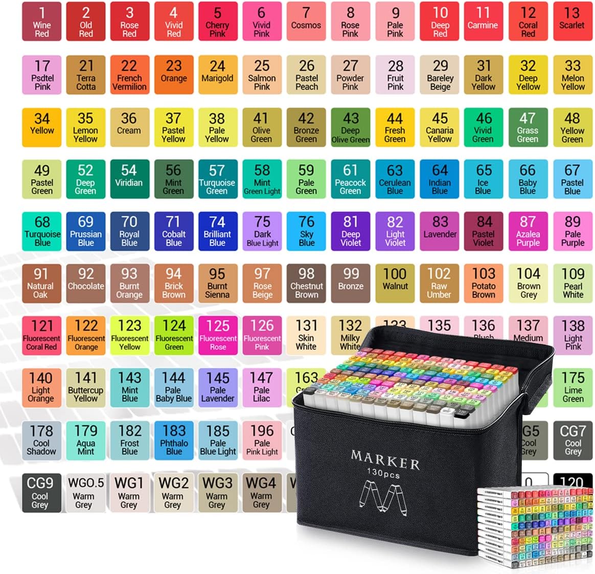 130 Colors Double Tip Alcohol Art Marker Set P117