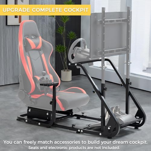 Reinforced Stabilizing Racing Steering Wheel Cockpit Adjustable Driving Simulator TV Stand O45599