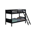 Black Wood Twin Bunk Bed with Ladder Guardrail Q52202