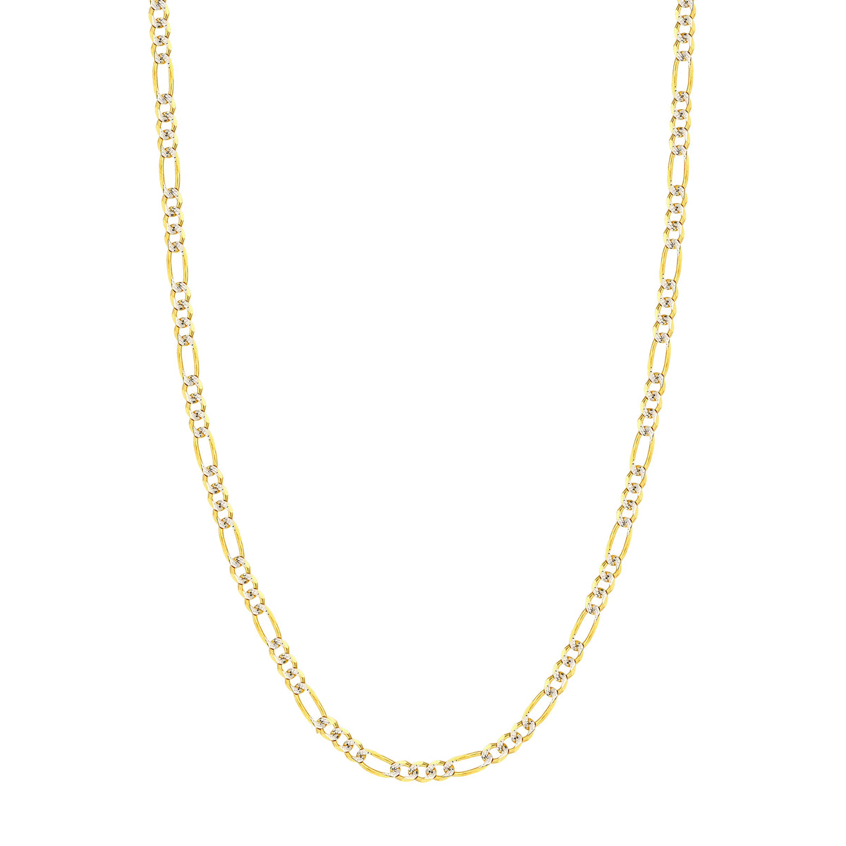 14K Two-Tone Gold 24" 4.75mm Pave Figaro Chain Necklace H769