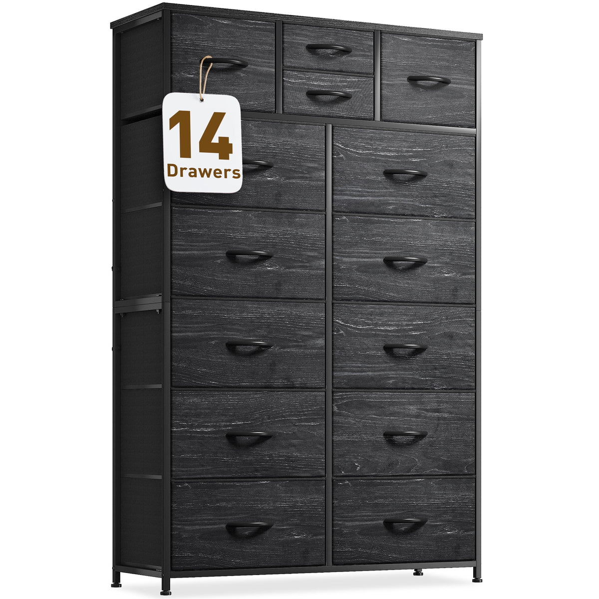 Charcoal Black 14 Drawer Tall Dresser M66992
