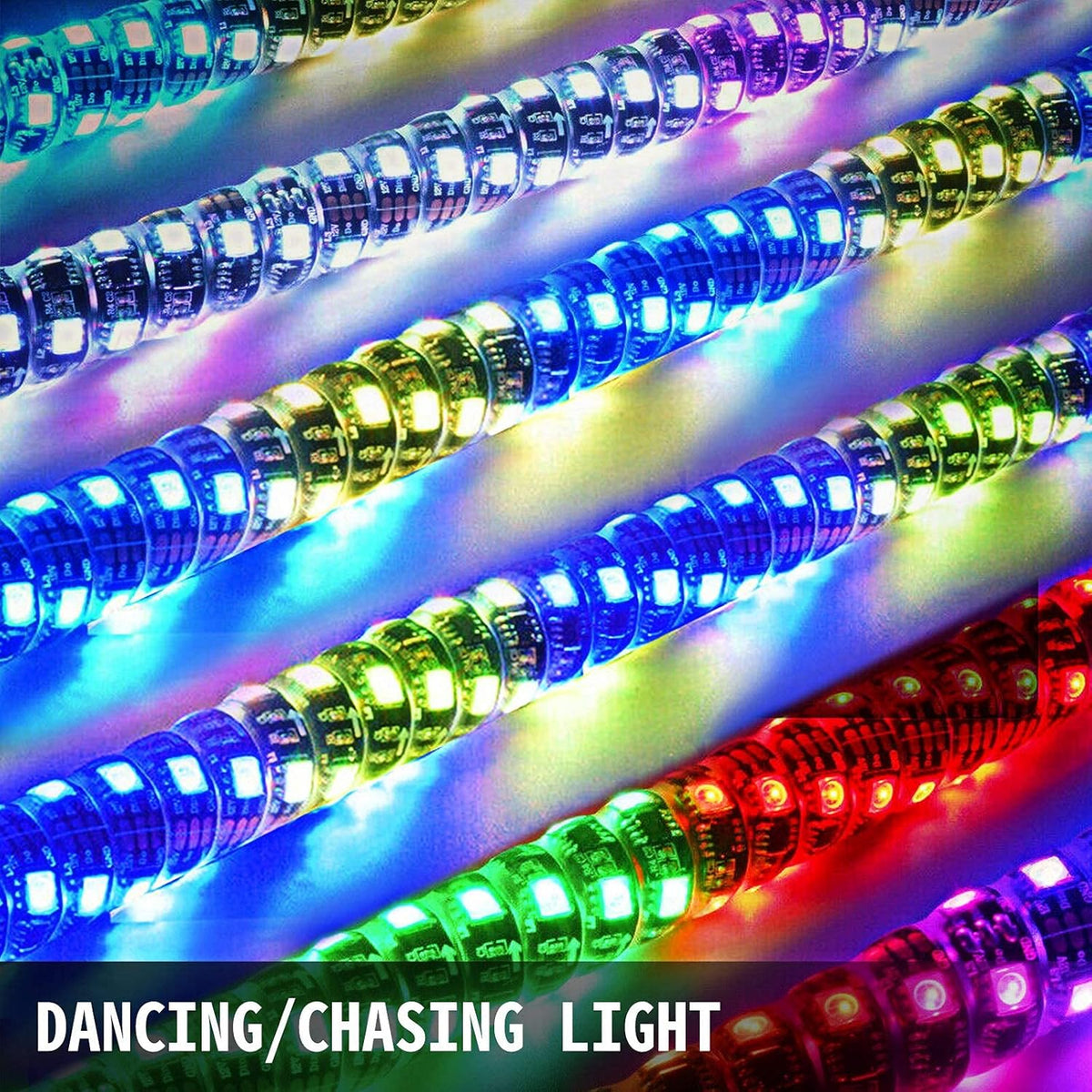 1PC 3FT 360° Spiral LED Whip Lights RGB Color Weatherproof RF Wireless Remote Pack of 2 B5383