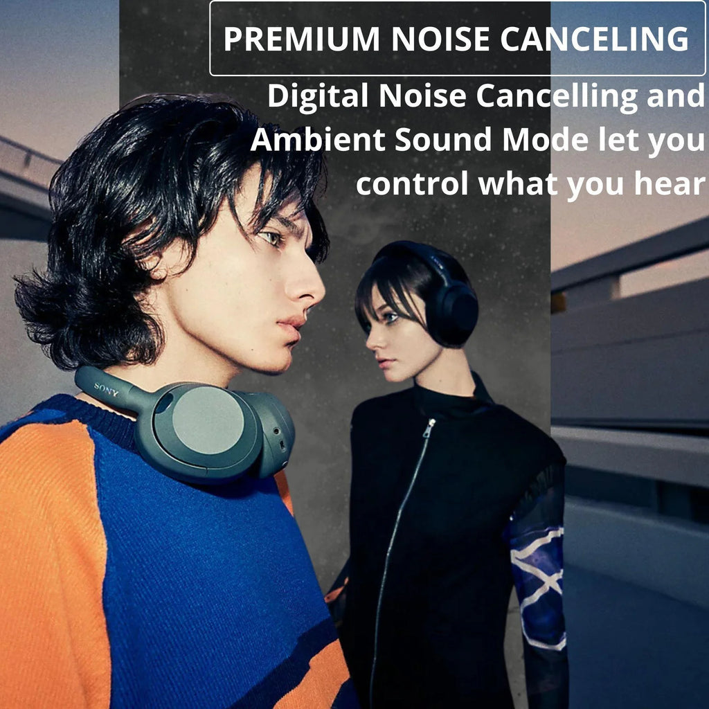 Black Noise Cancelling Headphones with USB Hub and Headphone Stand P524