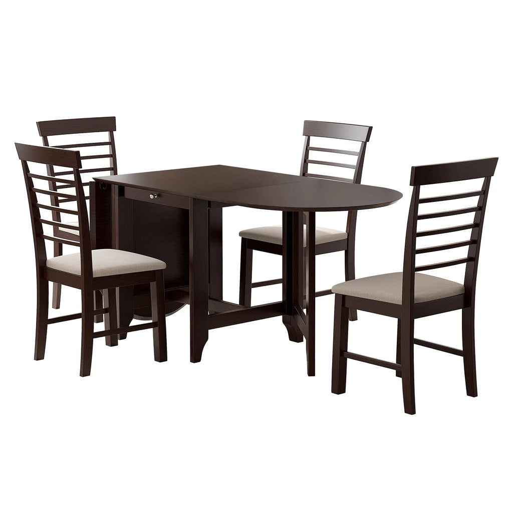 Retro Drop-Leaf Table with 4 Upholstered Dining Chairs B355