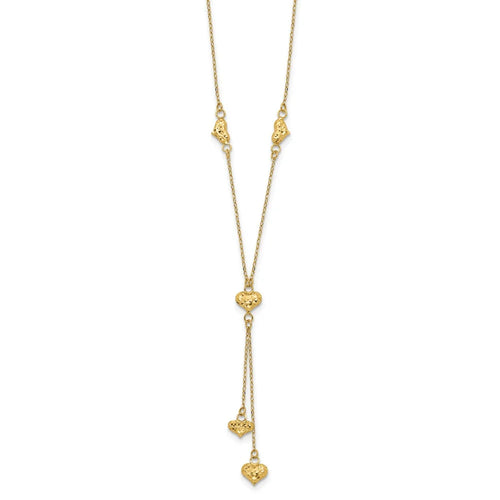 14 Karat Yellow Gold Diamond-cut Y-Necklace with 2-inch Extension W997355