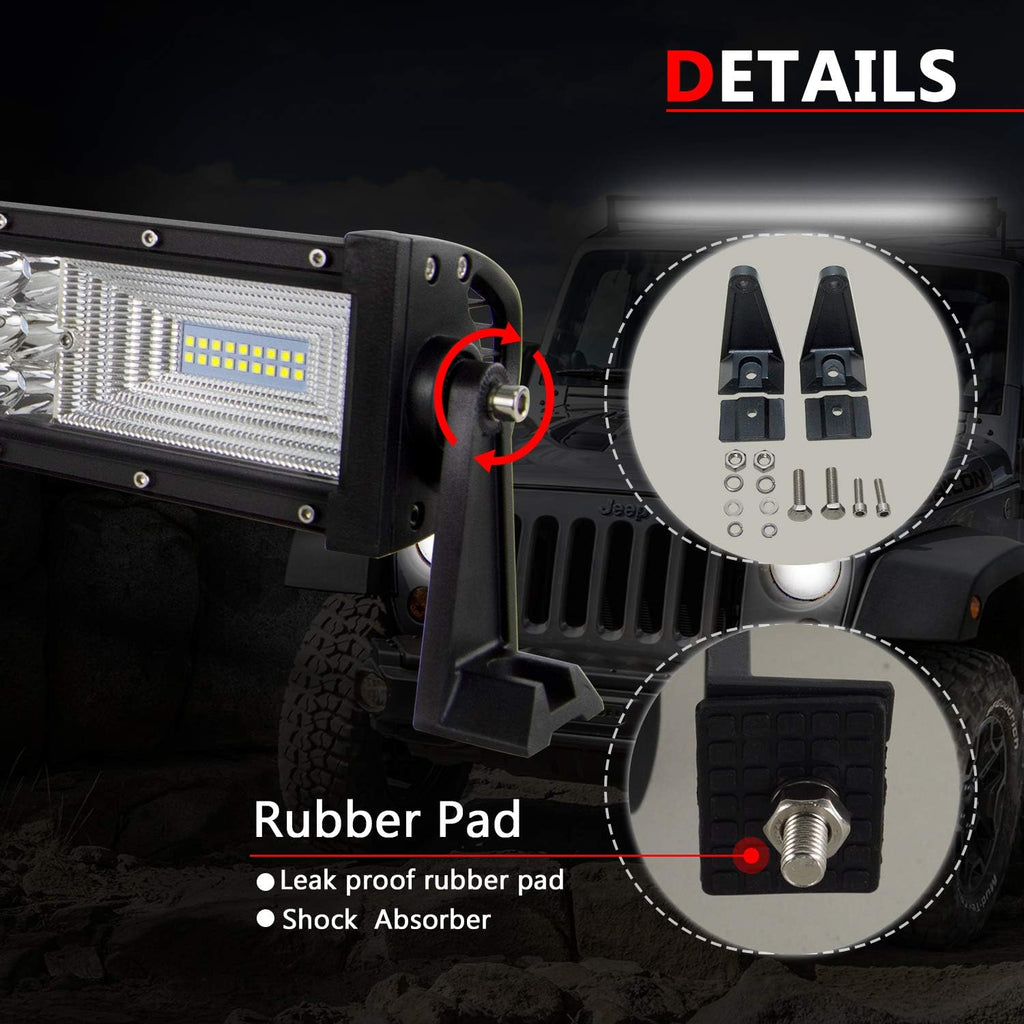 22 inch 7D 324W Triple Row LED Light Bar Spot Flood Combo Beam Waterproof 20000LM Pack of 2 B3557