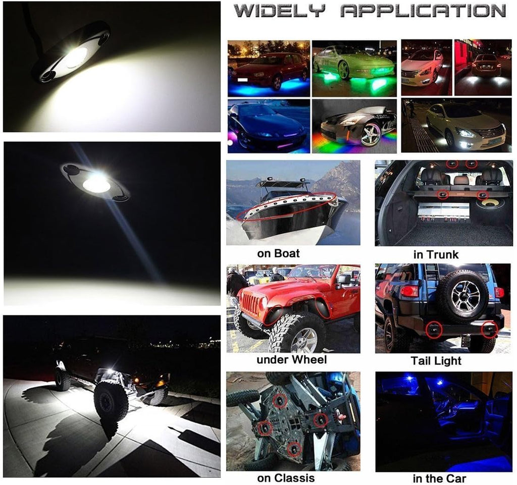 8 Pod RGB LED Rock Lights Kit with Bluetooth Control Waterproof G360
