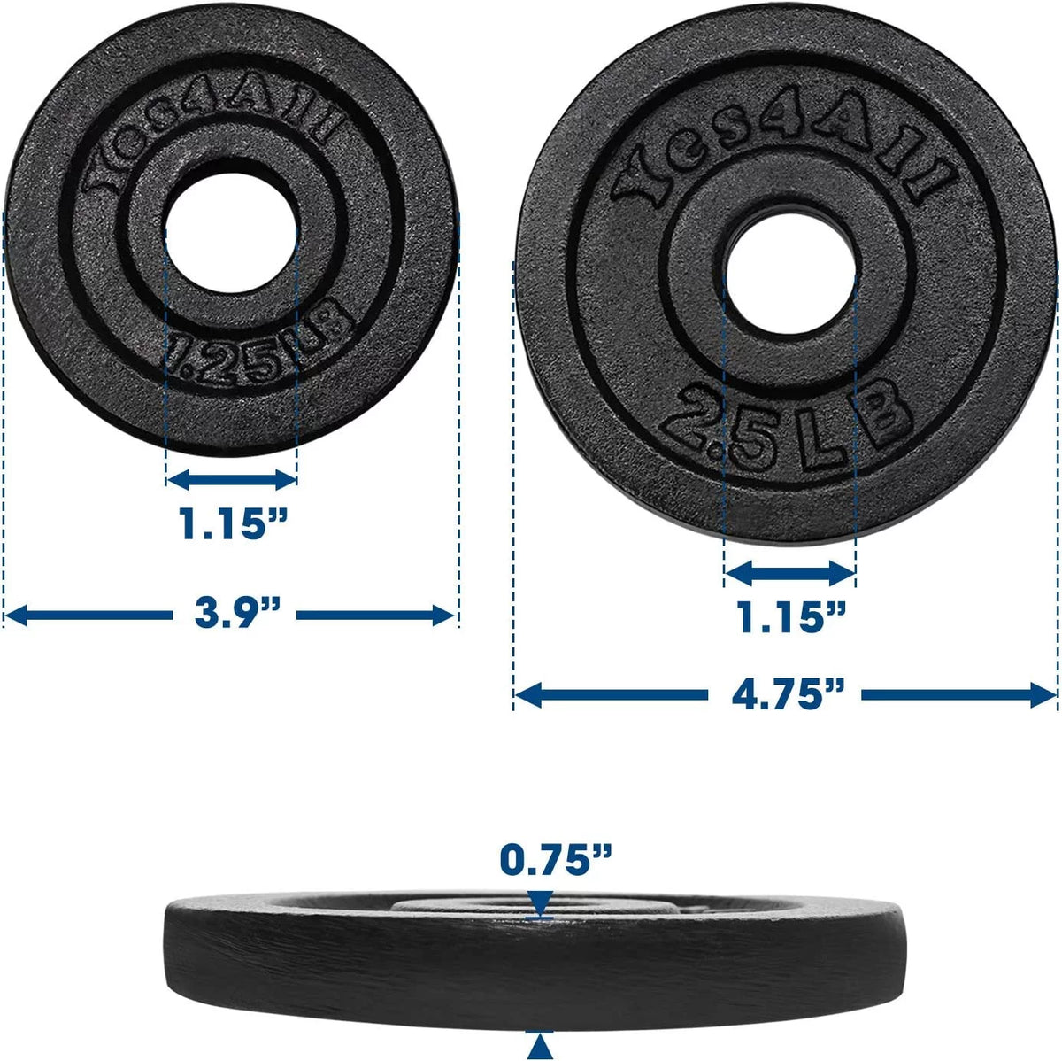 1.15 inch Cast Iron Weight Plates Set F910182