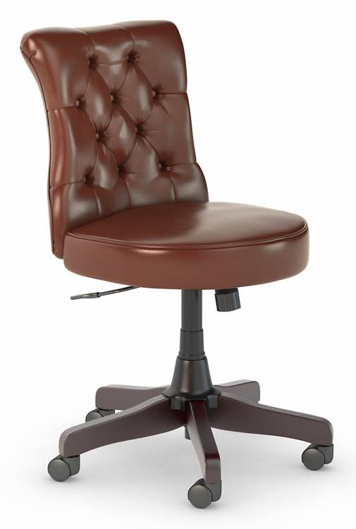 Harvest Cherry Leather Mid Back Tufted Office Chair S18470