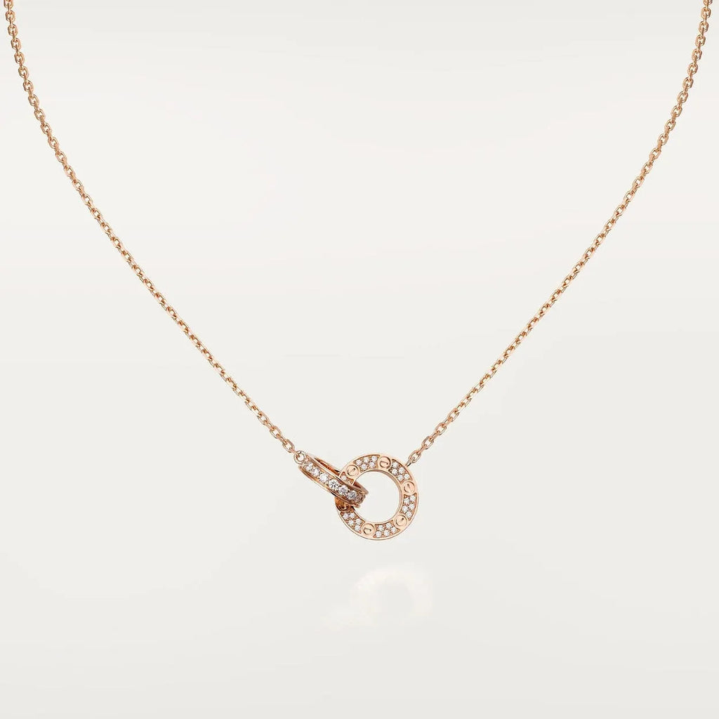 Love Necklace Interlocking Circles Necklace With Diamond Paved G6973