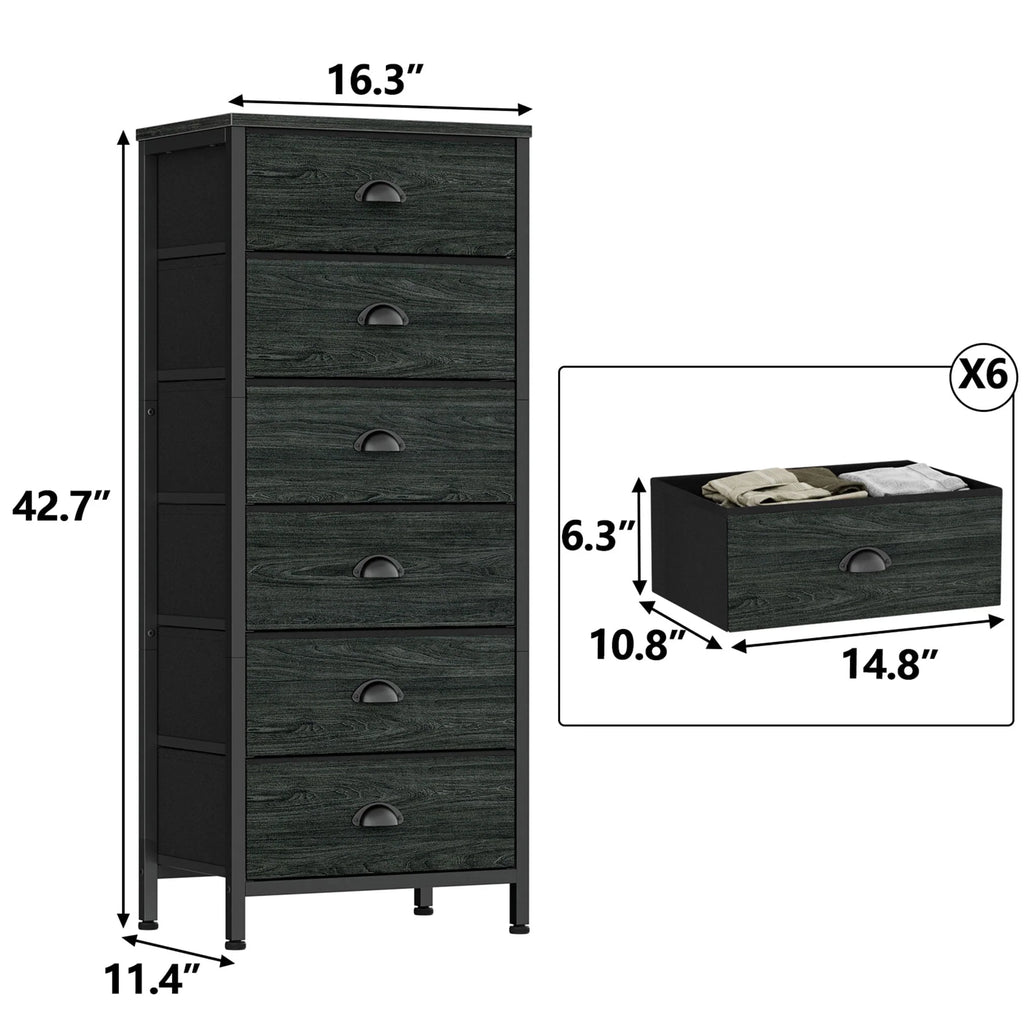 5 Drawer Dresser with Fabric Bins Z246