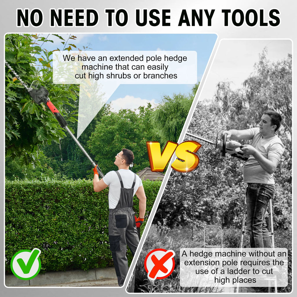 4-in-1 Telescoping Pole Hedge Trimmer Grass Shear Shrub Trimmer with 2.0 Ah Battery, 12V Red K3189