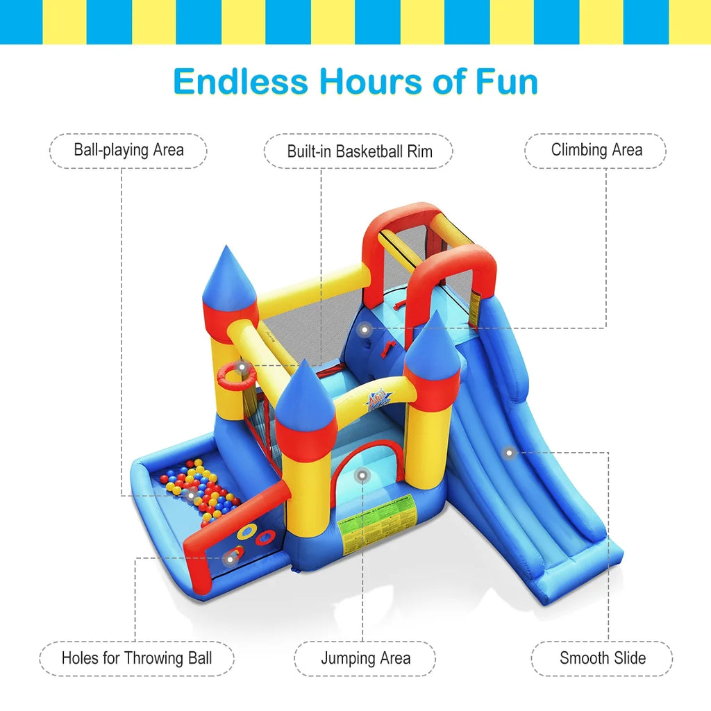 Inflatable Bounce House Slide Bouncer Kids Castle Jumper with Balls & 780W Blower L535