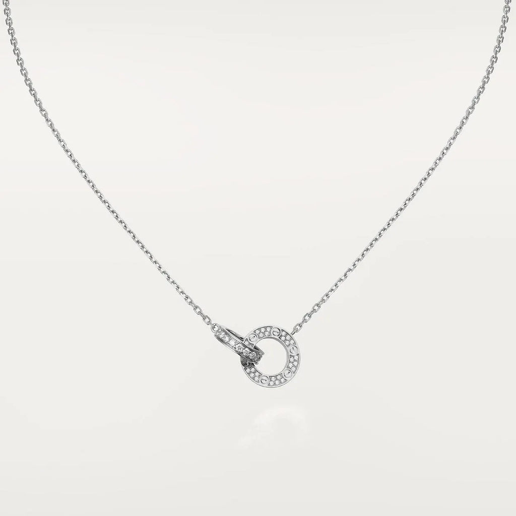 Love Necklace Interlocking Circles Necklace With Diamond Paved G6973