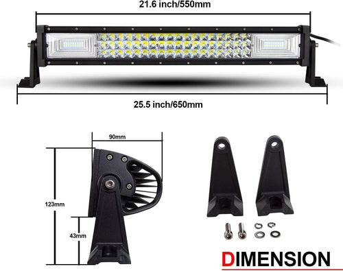 22 inch 7D 324W Triple Row LED Light Bar Spot Flood Combo Beam Waterproof 20000LM Pack of 2 B3557