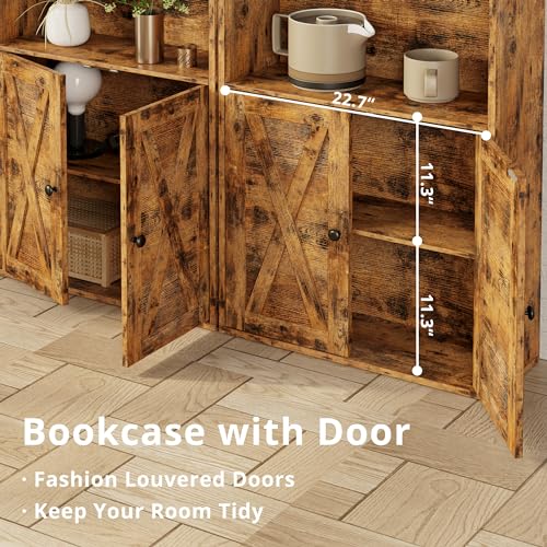 Industrial 6 Shelf Bookshelves with Doors D29057