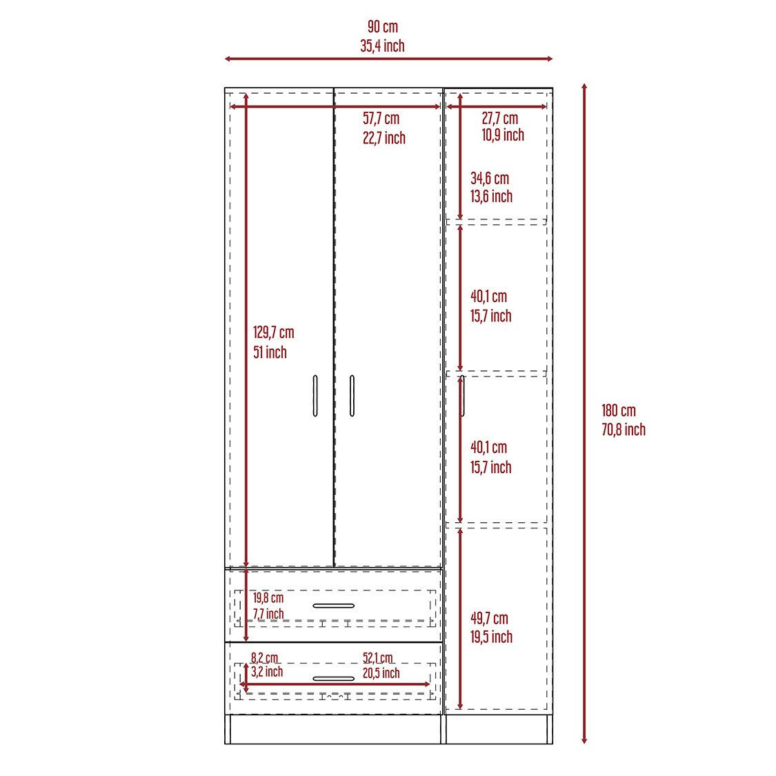 3 Door Armoire Espresso E154