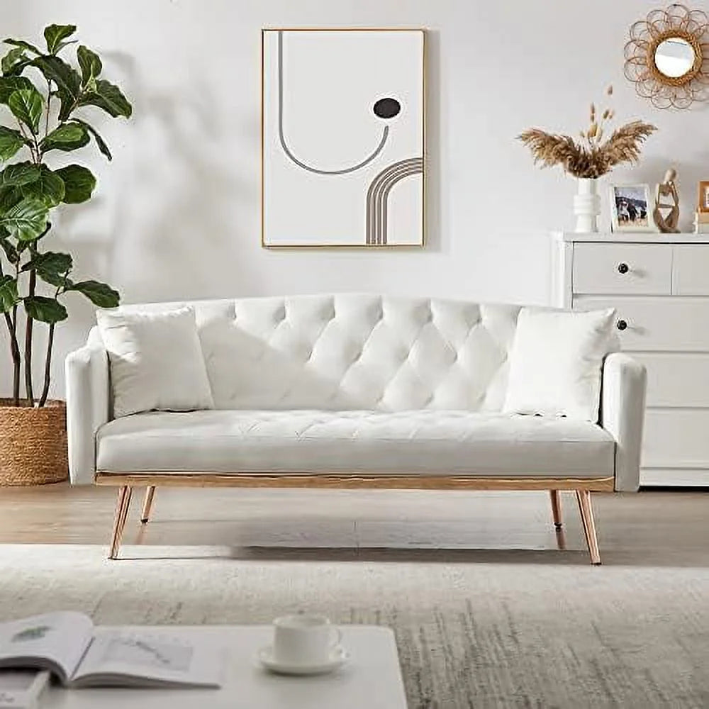 65” Convertible Velvet Sofa Bed with 2 Pillows G769