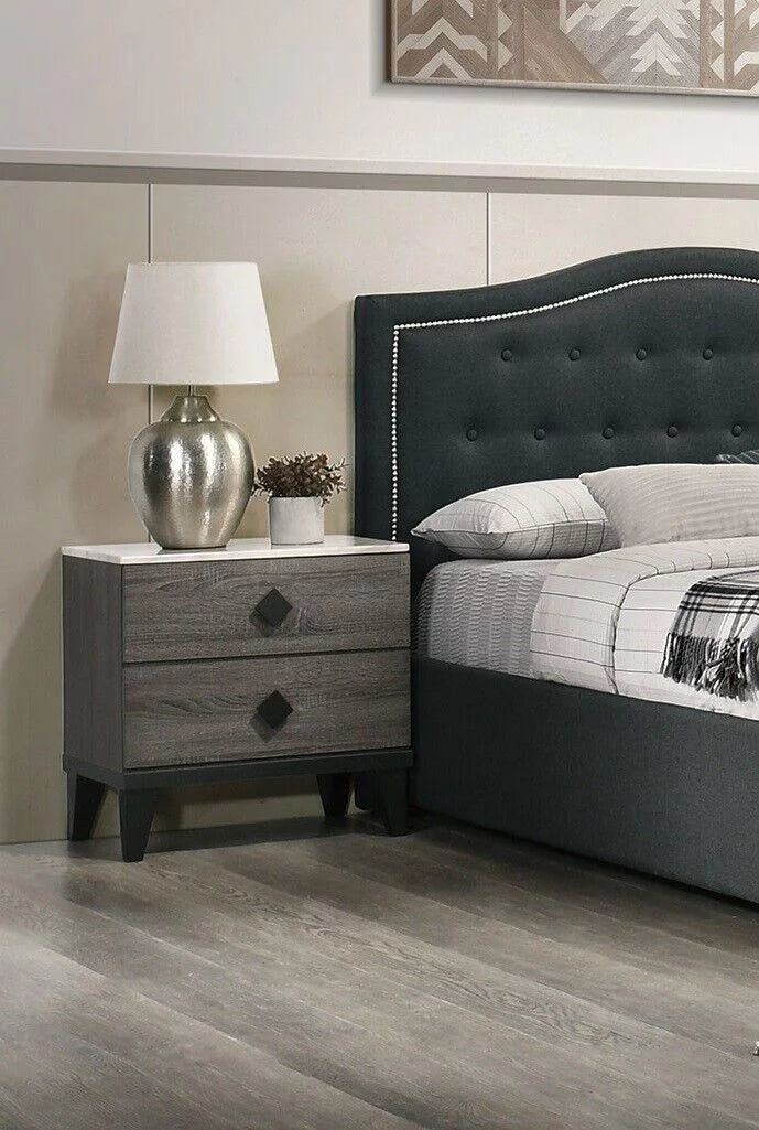 Charcoal Eastern King Size 4pc Bedroom Set Tufted Storage Bed V660285