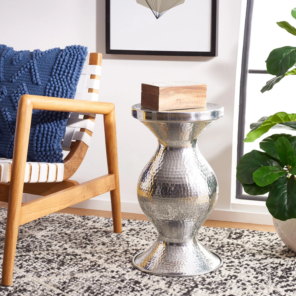 Small Hammered Aluminum Stool V176730