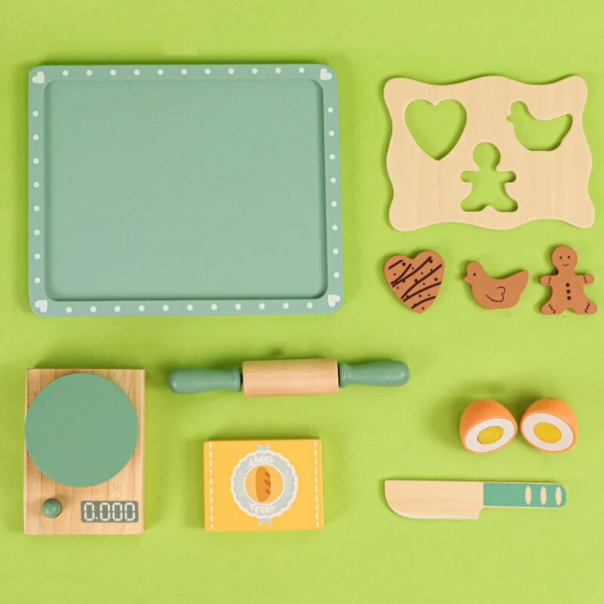 Wooden Pretend Play Kitchen Baking Tools Toys Dough Sets Accessories Toddler Sensory Game L54508