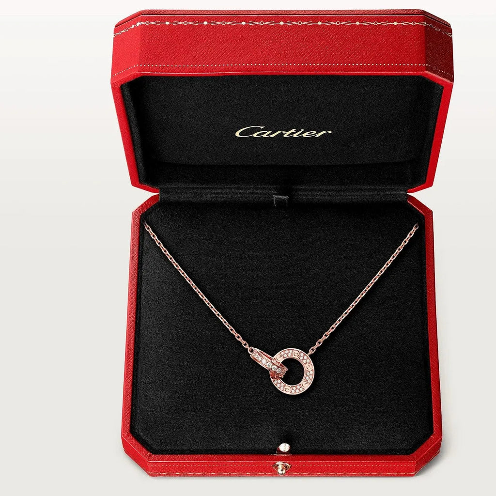Love Necklace Interlocking Circles Necklace With Diamond Paved G6973