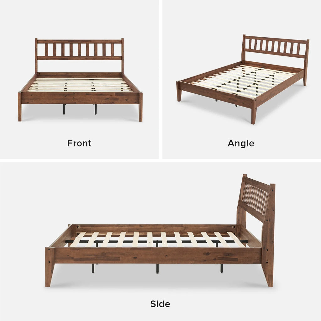 Queen Size Acacia Solid Wood Platform Bed Frame with Headboard S607