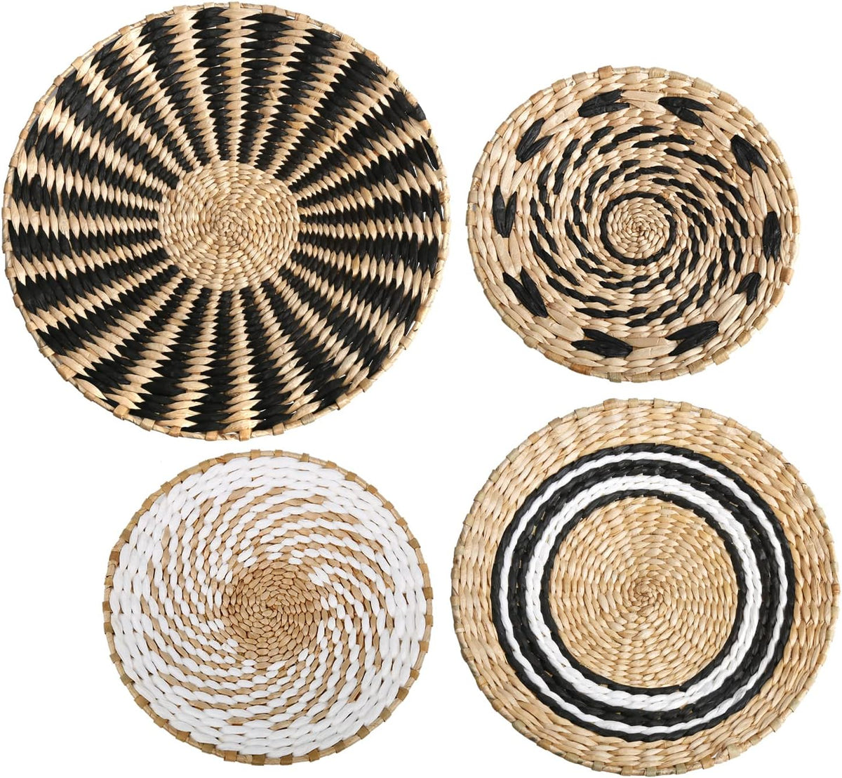 Set of 4 Handmade Seagrass Wicker Wall Basket Decor K94189