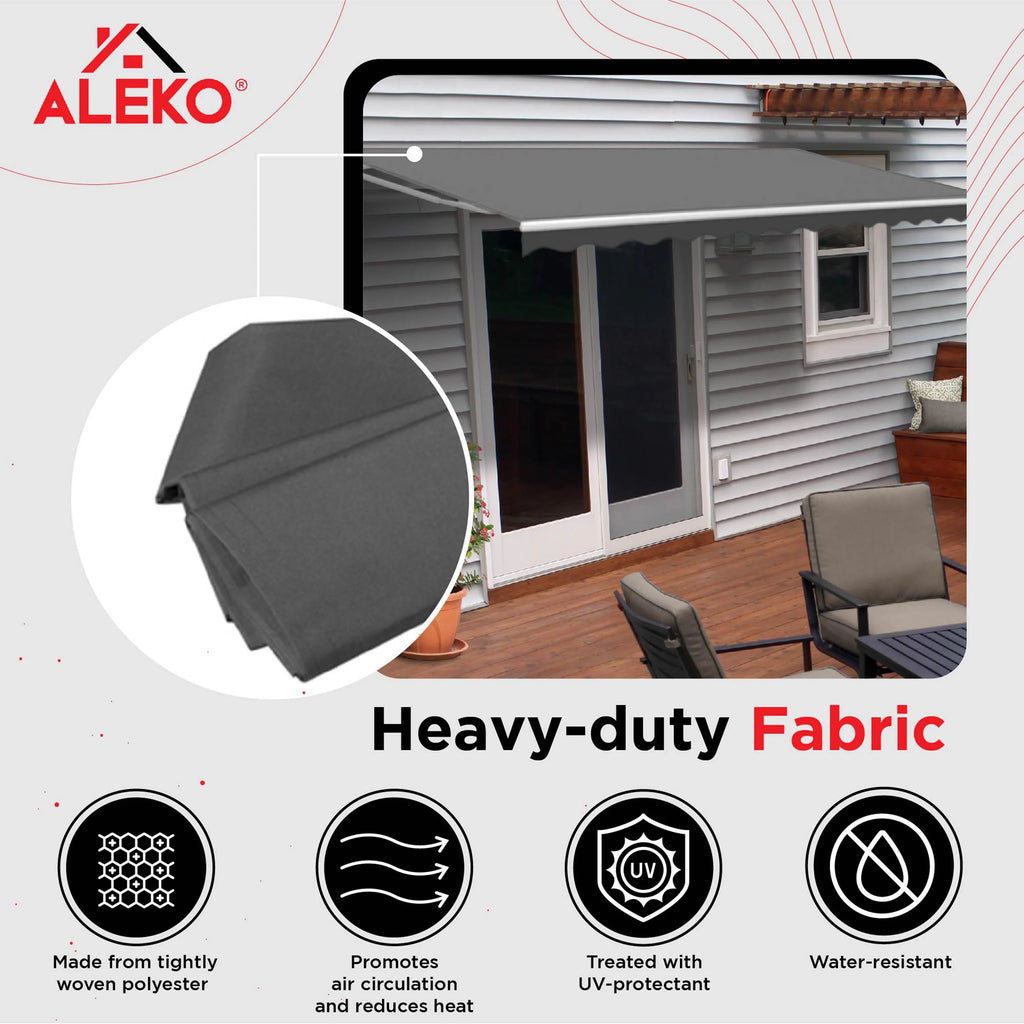 Gray LED Motorized Retractable Patio Awning E573991