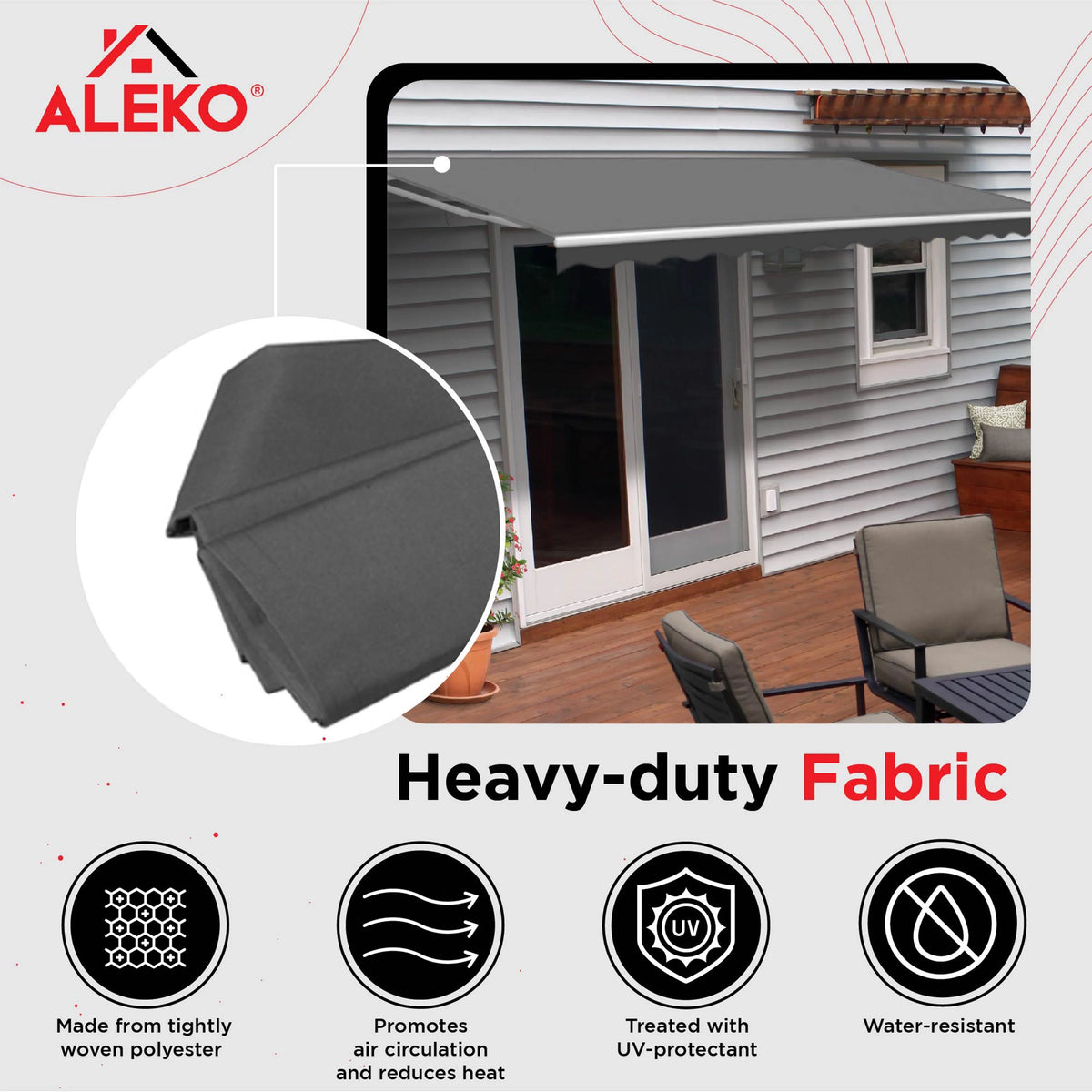 Gray LED Motorized Retractable Patio Awning E573991